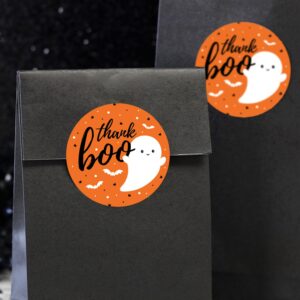 Orange A Little Boo is Almost Due Halloween Baby Shower Thank You Card Stickers, Party Favor Bag Labels - 40 Count