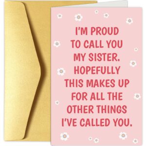 chenive funny sister birthday card, proud of you card for sister, congratulations card for sister sis, sister graduation card, new job card for sister