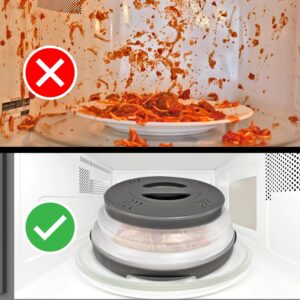 HOVER COVER Magnetic Microwave Splatter Cover 2.0 Design, Collapsible Microwave Cover for Food - Upgraded Magnets, Vented Microwave Food Cover, 12-inch, BPA-Free - Charcoal