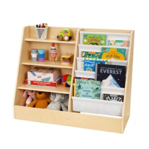 oook montessori bookshelf and toy organizer, kids bookshelf with spacious storage and big display bookshelf, nursery book shelves for kids rooms ideal for child growth