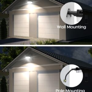 CINOTON 42W LED Barn Light Dusk to Dawn Outdoor Lighting, Black 2 Pack & 26W LED Wall Pack Light with Dusk to Dawn Sensor 4 Pack-Gray