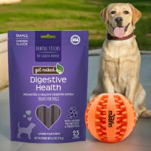 moofin Bundle of Teeth Cleaning Durable Natural Rubber Pe, and Grain Free 1 Pouch 6.2 Oz Digestive Health Dental Chew Sticks, Sm, Pack of 3