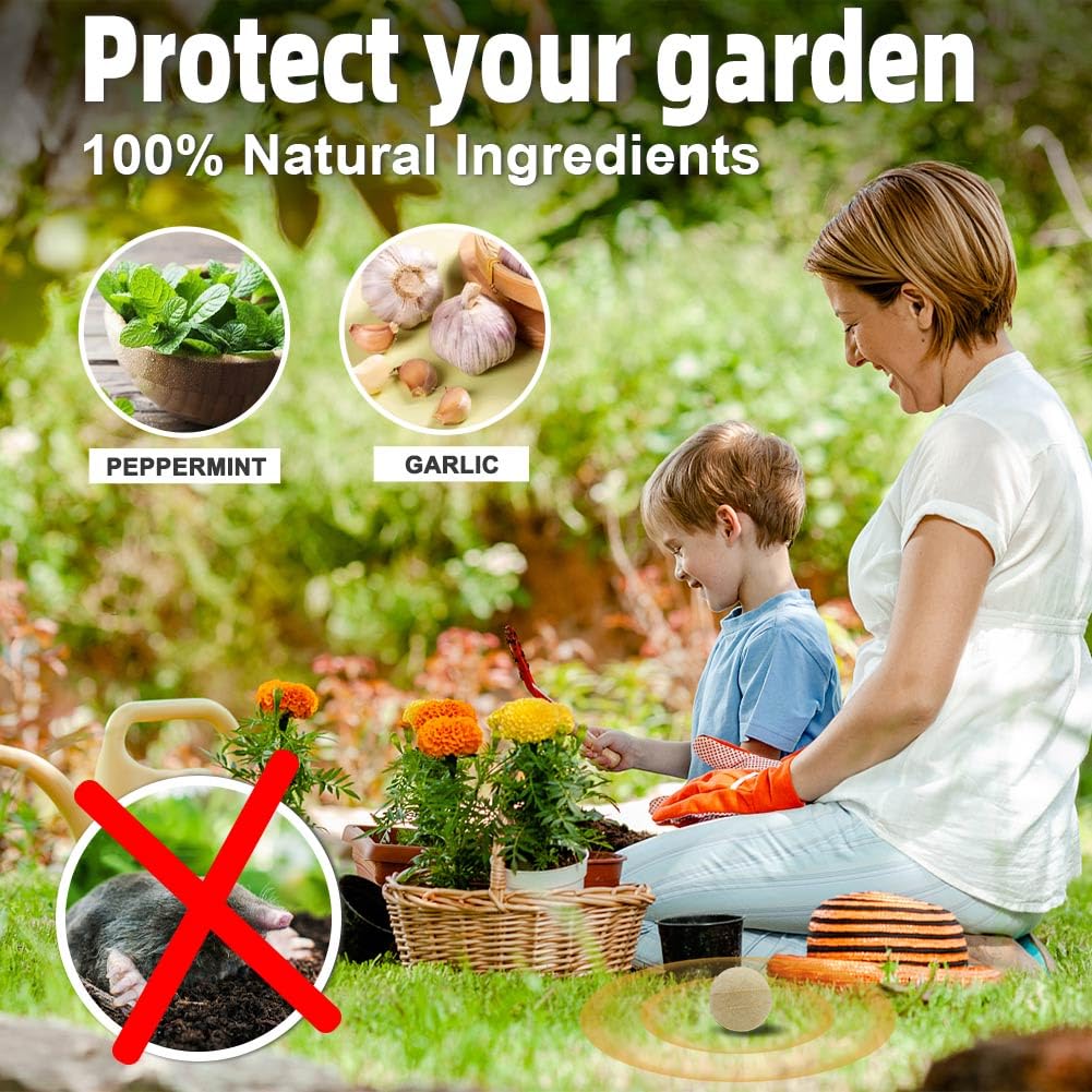 Mole Repellent for Lawns, Gopher Repellent, Mole & Vole Repellent, Mole Deterrent for Yard/Garden, Vole Repellent Outdoor,Mole and Gopher Repellent, Get Rid of Mole, Groundhog Repellent-12P