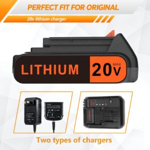 EDETOVAD 20 Volt MAX 2.0AH Lithium-Ion Battery Replacement for Black+Decker 20V Battery，Compatible with All Power 20V Black and Decker Power+ Tools