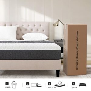 TRIPARK Queen Size Mattress 12 Inch for Adults, Green Tea Cooling Gel Memory Foam Mattress for Supportive & Pressure Relief, Bamboo Charcoal Twin Bed in a Box