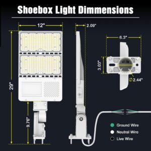 4 PCS 320W LED Parking Lot Lights w/ Photocell, UL DLC Listed LED Shoebox Pole Lights Outdoor Adjustable Slip Fitter & Arm Mount, 5000K IP65 Commercial Street Area Light for Roadway Driveways Stadium