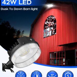 CINOTON 42W LED Barn Light Dusk to Dawn Outdoor Lighting, Black 1 Pack & 60W Outdoor LED Canopy Light 2Pack