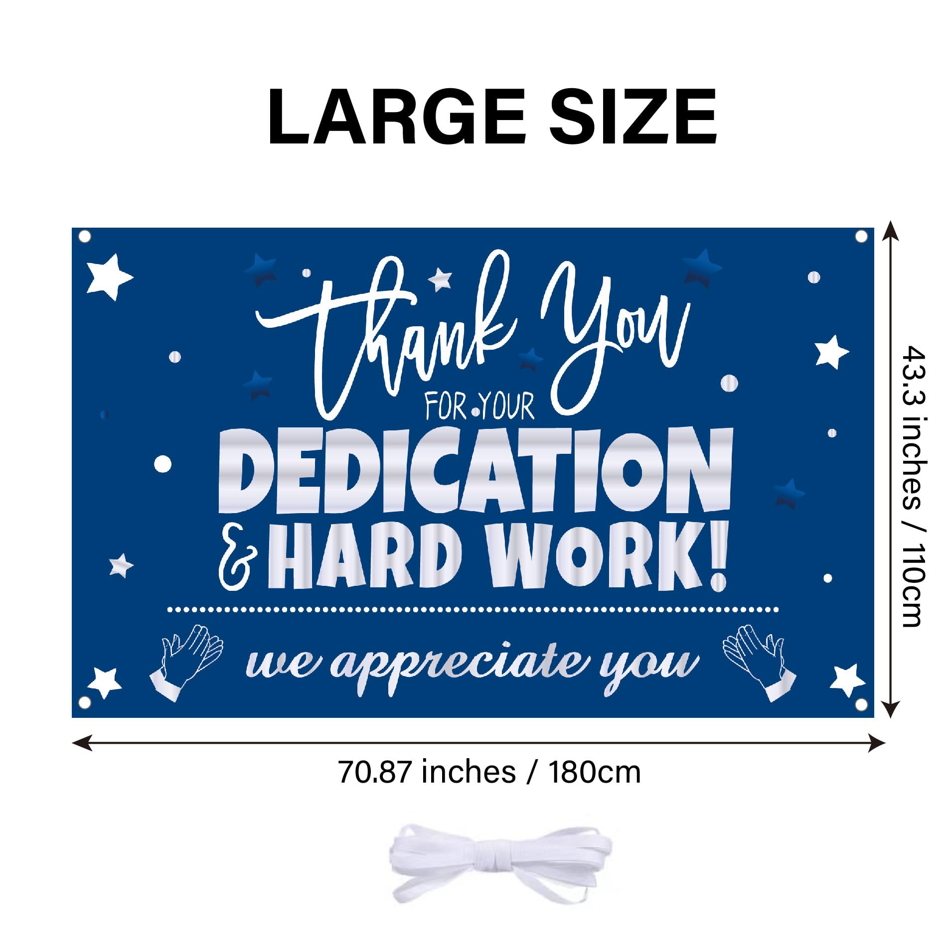 We Appreciate You Banner Decorations Thank You for All You Do Banner Backdrop for Teacher Employee Staff Doctors Nurse Poaster Boss Volunteer Appreciation Week Party Decor Supplies - Blue Silver