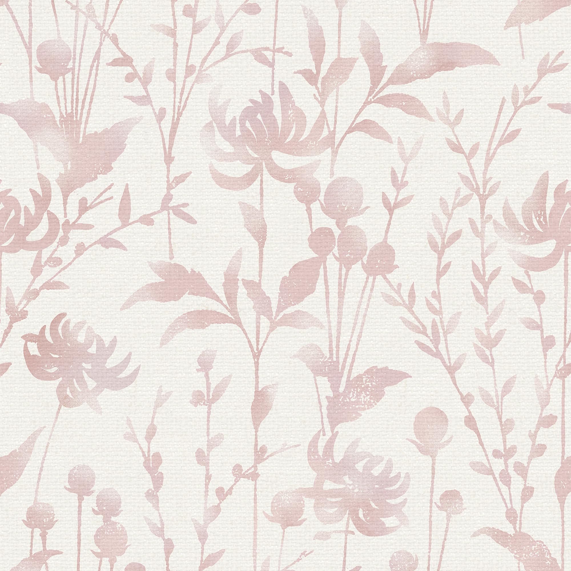 HeloHo Peel and Stick Wallpaper Pink Floral Leaf Wallpaper Self Adhesive Removable Wallpaper Waterproof Contact Paper 16.1" X 118" for Living Room Bedroom Decor