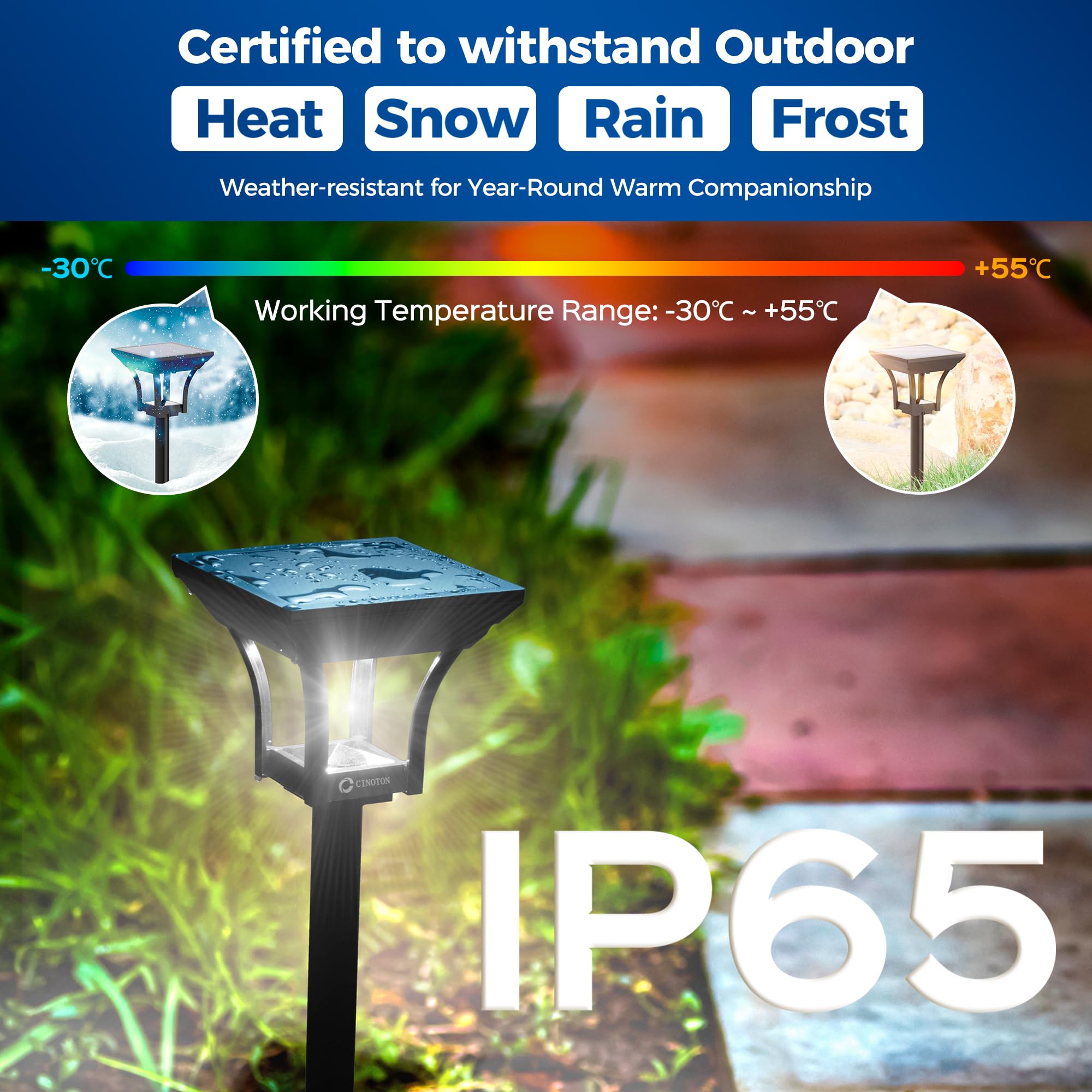 CINOTON 42W LED Barn Light Dusk to Dawn Outdoor Lighting, Black 2 Pack & Outdoor Solar Landscape Pathway Lights 4 Pack