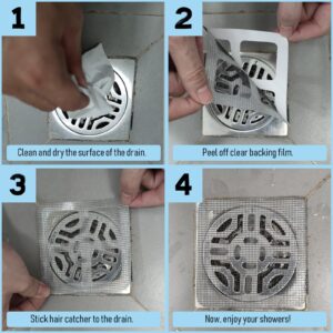 30 PCS, 3.9" X 3.9" Disposable Drain Covers, Disposable Drain Hair Catcher, Disposable Drain Covers for Shower, Disposable Filter Patches for Drain, Disposable Shower Drain Hair Catcher Mesh Stickers