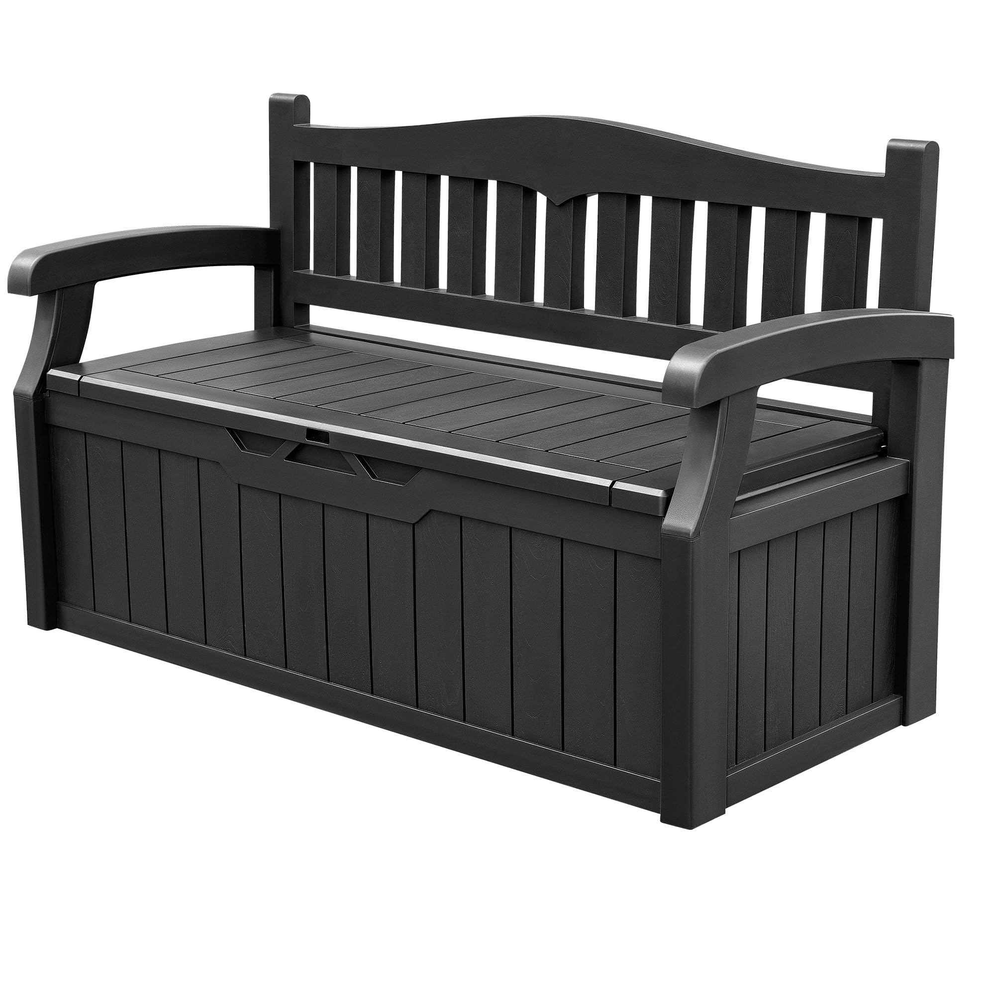 Devoko 80 Gallon Storage Bench Deck Box Lockable for Patio Furniture, Garden Decor and Outdoor Seating for Cushions, Garden Tools and Pool Supplies. (Black)