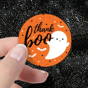 Orange A Little Boo is Almost Due Halloween Baby Shower Thank You Card Stickers, Party Favor Bag Labels - 40 Count