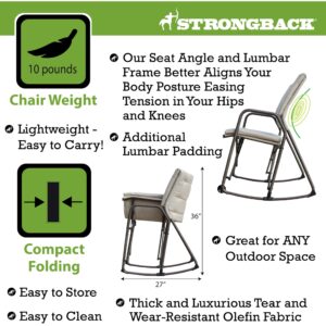 STRONGBACK Outdoor Patio Rocker, Portable Folding Rocking Chair with Lumbar Support, Great Outdoor Chair for Patio Furniture, Balcony, Camping, and Lawn, Single