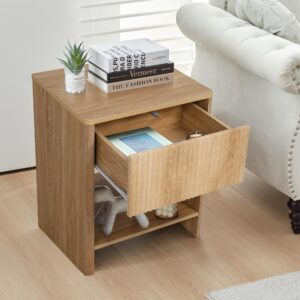 affeivul Modern Night Stand Set 2 with Drawer, Boho Nightstand for Bedroom, Small End Table with Storage, Living Room/Bed Side Table with Drawer for Small Spaces, Fluted Cabinet Wood Nightstand