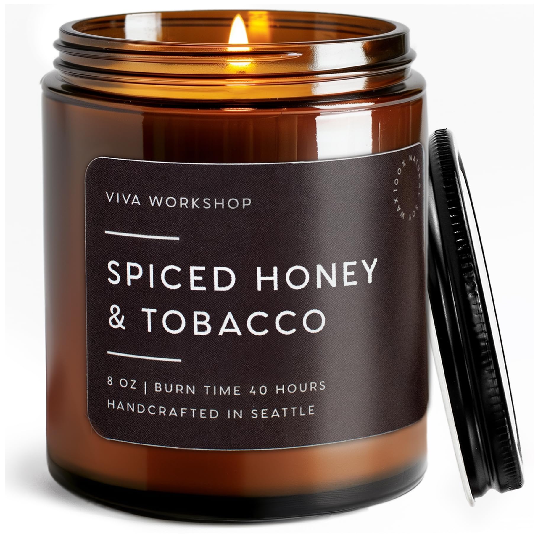 Spiced Honey & Tobacco Scented Candle for Home – Handcrafted in USA – Aroma Candle for Relaxing, Best Birthday Gift, Boyfriend Gift, Dad & Friend Gift – Natural Soy Wax Scented Candles for Women & Men