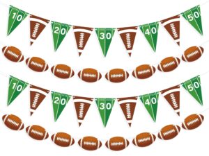 vilifever 4 pieces football party decorations, football paper banner with football triangle flags banner for sports theme birthday party decorations game day tailgate party supplies