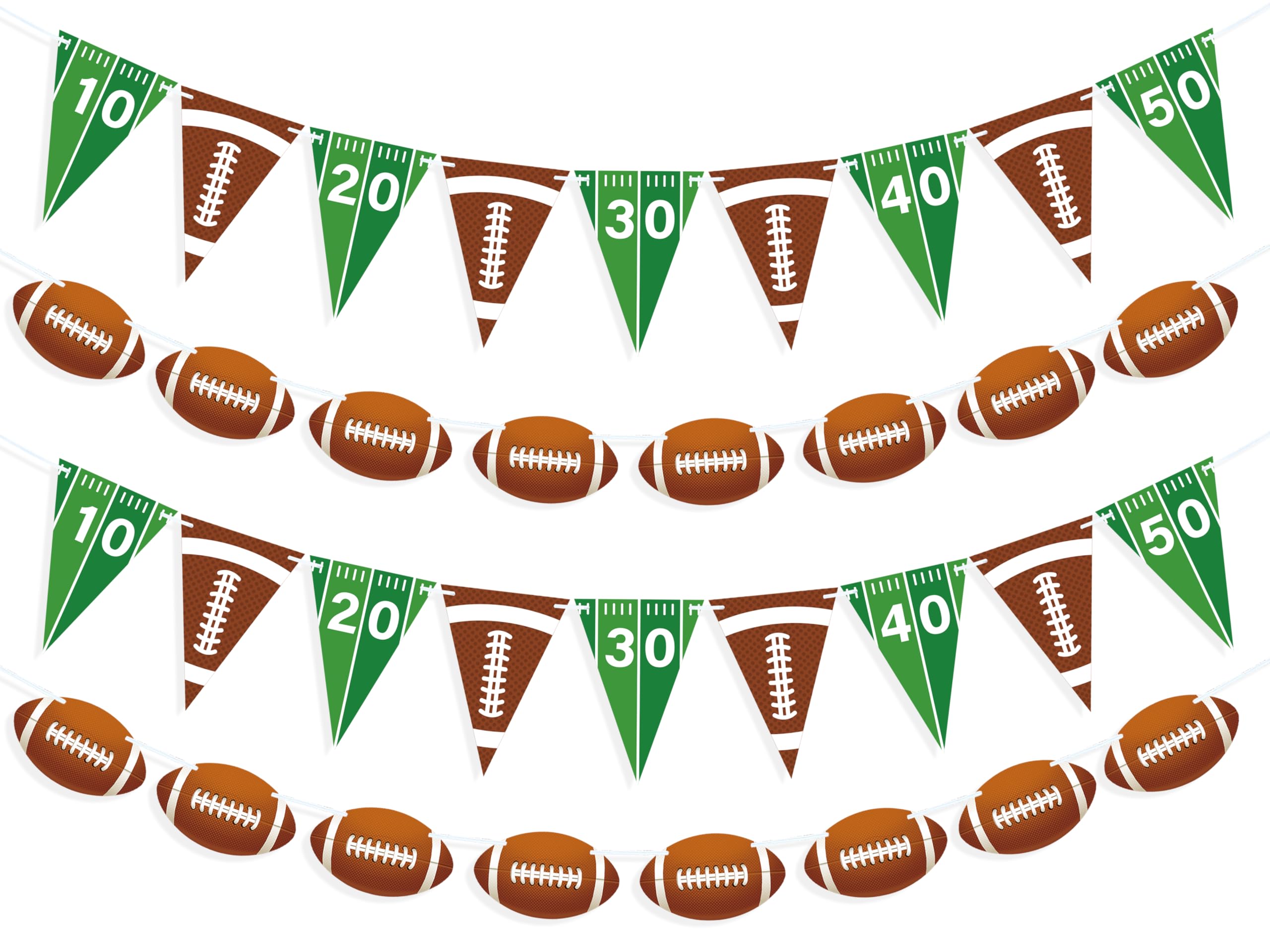 VILIFEVER 4 Pieces Football Party Decorations, Football Paper Banner with Football Triangle Flags Banner for Sports Theme Birthday Party Decorations Game Day Tailgate Party Supplies