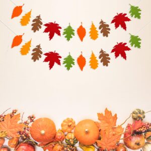 VILIFEVER Felt Fall Maple Leaves Garland Banner for Fall Thanksgiving Mantle Decorations, Autumn Home Farmhouse Decor Maple Leaf Hanging Streamer for Fall Wedding Birthday Party Supplies