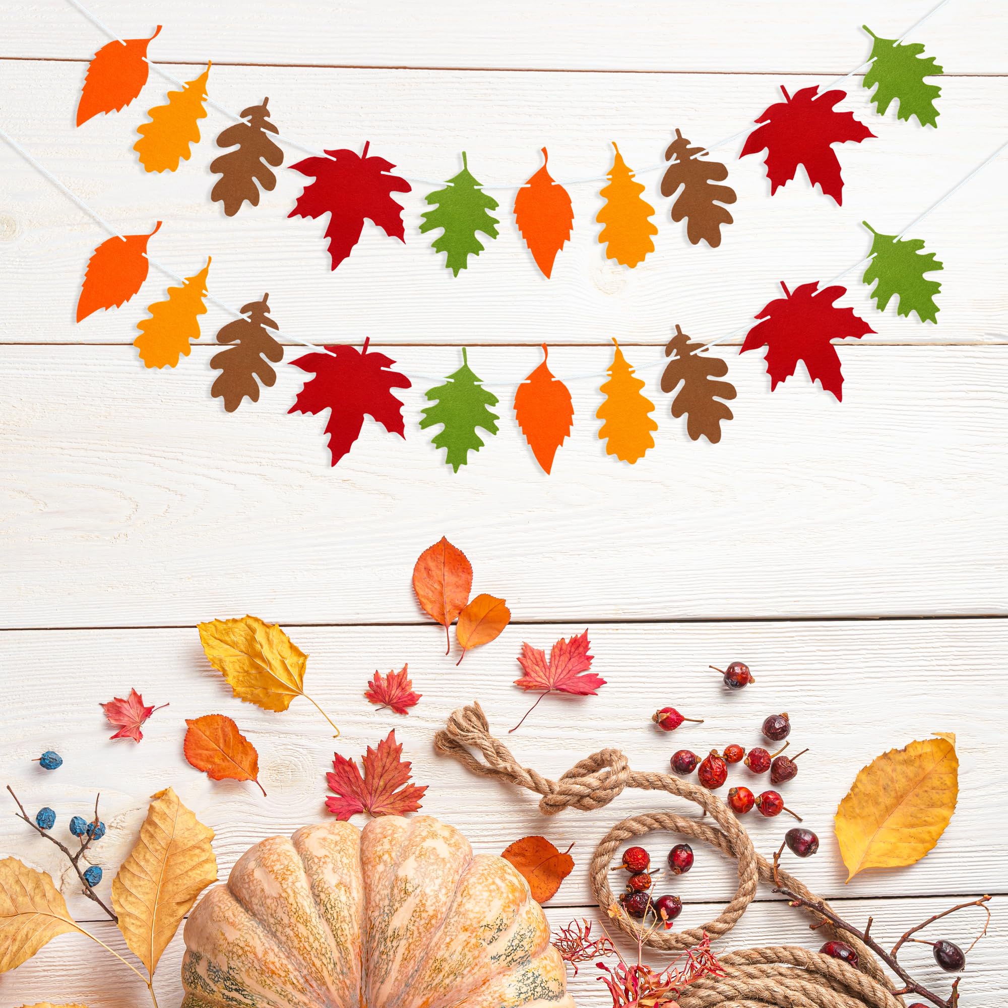 VILIFEVER Felt Fall Maple Leaves Garland Banner for Fall Thanksgiving Mantle Decorations, Autumn Home Farmhouse Decor Maple Leaf Hanging Streamer for Fall Wedding Birthday Party Supplies