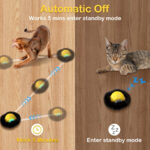 Muhhiba Interactive Cat Toys for Indoor Cats, Electric Cat Ball Fast Rolling in Pouch, Motion Activated Chirping Cat Toy, Hide and Seek Cat Toy with LED Light