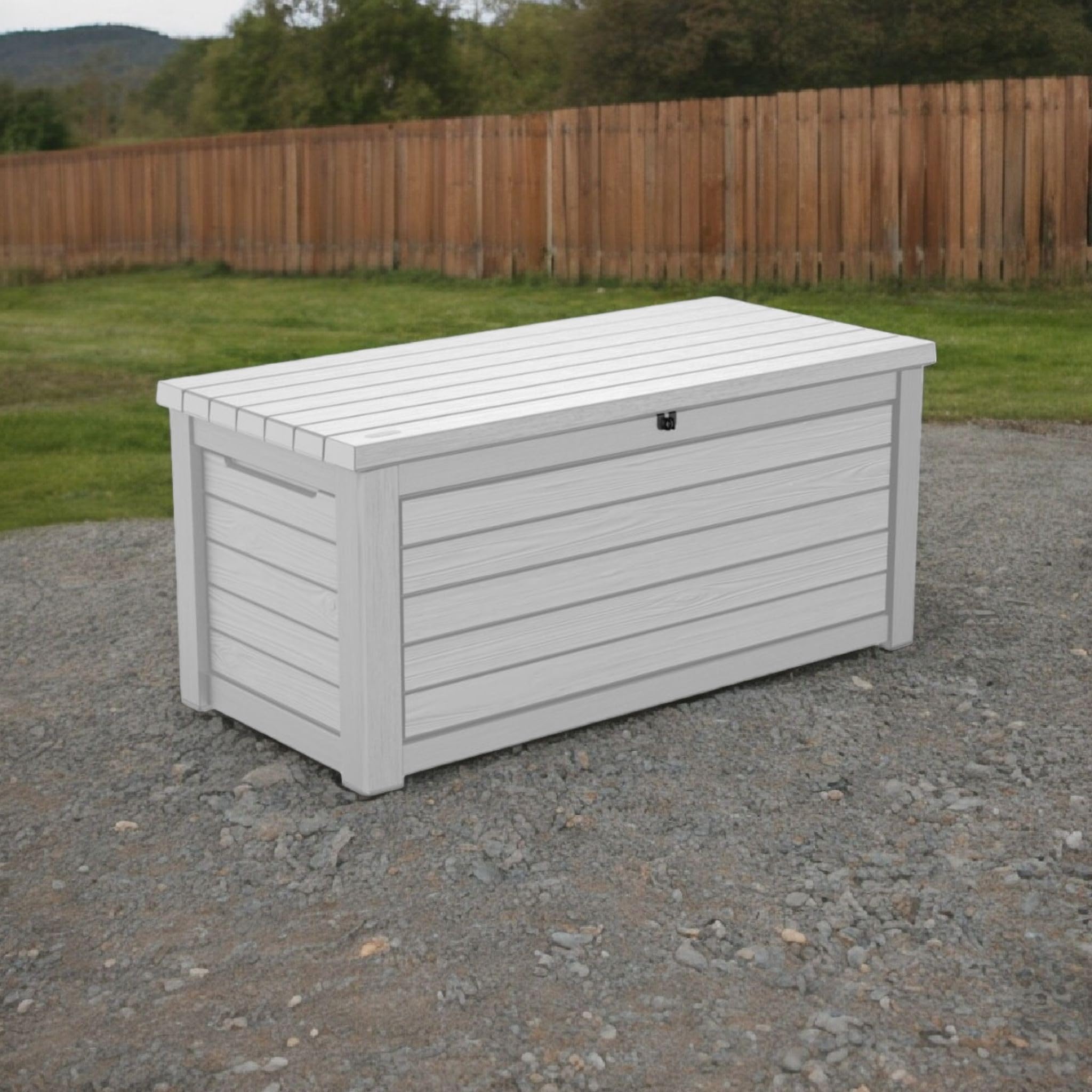 Generic 165 Gallon Outdoor Storage Resin Deck Box- (White), 246838