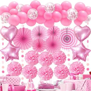 recosis party decorations pink, paper pompom balloon garland party supplies for women girl party birthday valentine's day baby shower bachelorette wedding graduation party decorations