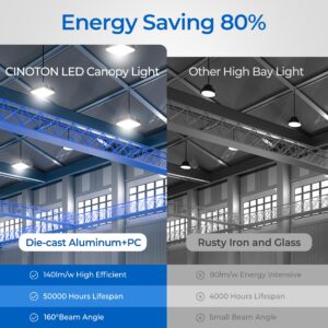 CINOTON 42W LED Barn Light Dusk to Dawn Outdoor Lighting, Black 2 Pack & 100W LED Canopy Lights 2 Pack