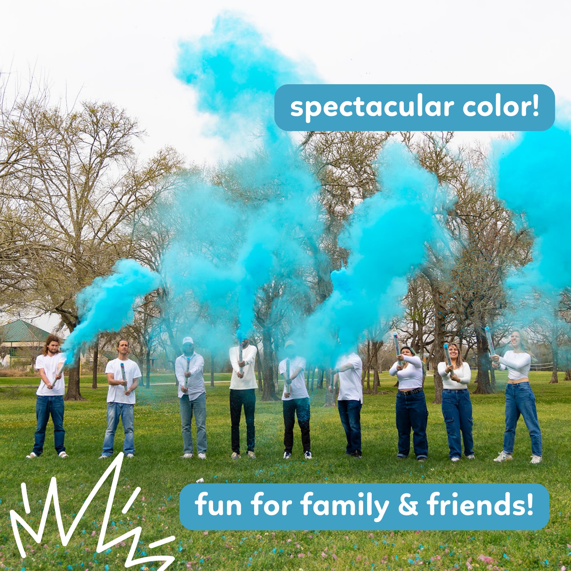 (2 Blue) Giant Gender Reveal Powder Cannon with Holi Powder | TUR Party Supplies | No Mess 100% Biodegradable | 24 inch | Confetti Poppers for Baby Boy or Girl Gender Reveal Decorations