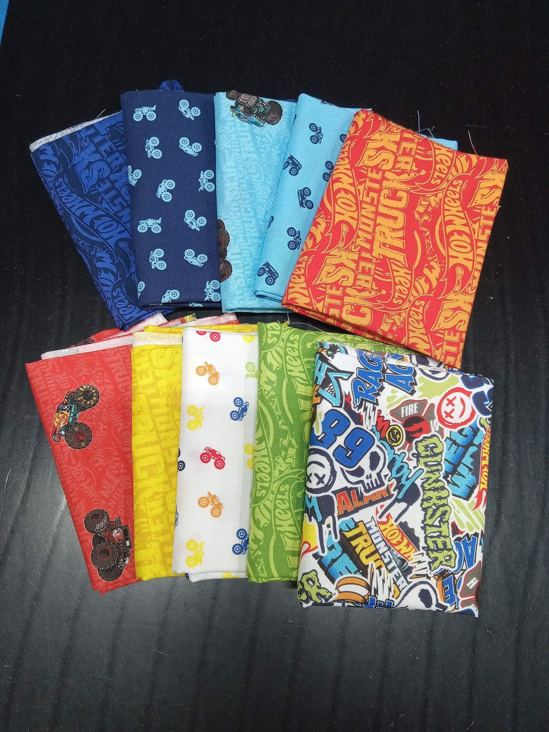 10 Fat Quarters - Assorted Hot Wheels Monster Trucks Fat Quarter Bundle Single Bundle