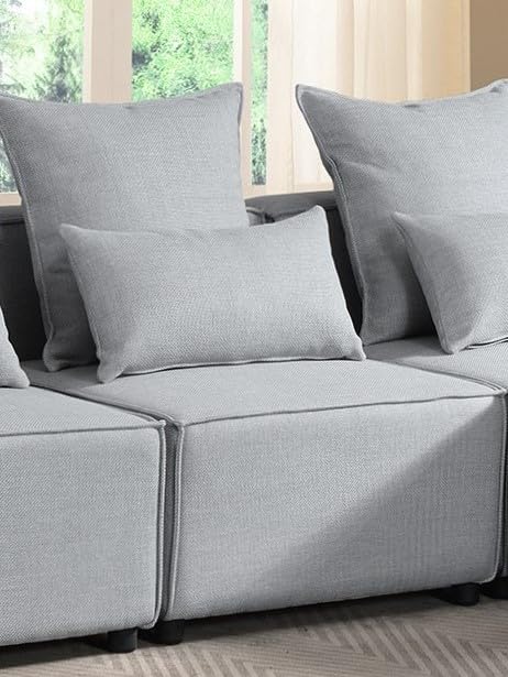 BIOEVER Modular Sectional Sofa,Convertible L Shaped 3 Seater Sofa with Removable Ottoman,Oversized Sectional Couches for Living Room,Modular Sectionals with Chaise,Corner Couch(Gray)