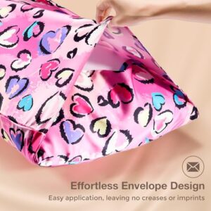 Lolalet Silk Pillowcase for Kids, Satin Pillow Cover with Envelope Closure, Standard Size 20x26 -Leopard Hearts, 1 PC