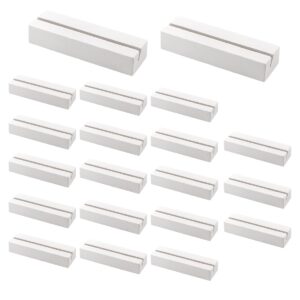 zjivqo 20pcs wood place card holder, reusable table number holders, table card holder stand sign holders for wedding, party, shop, table number (white)