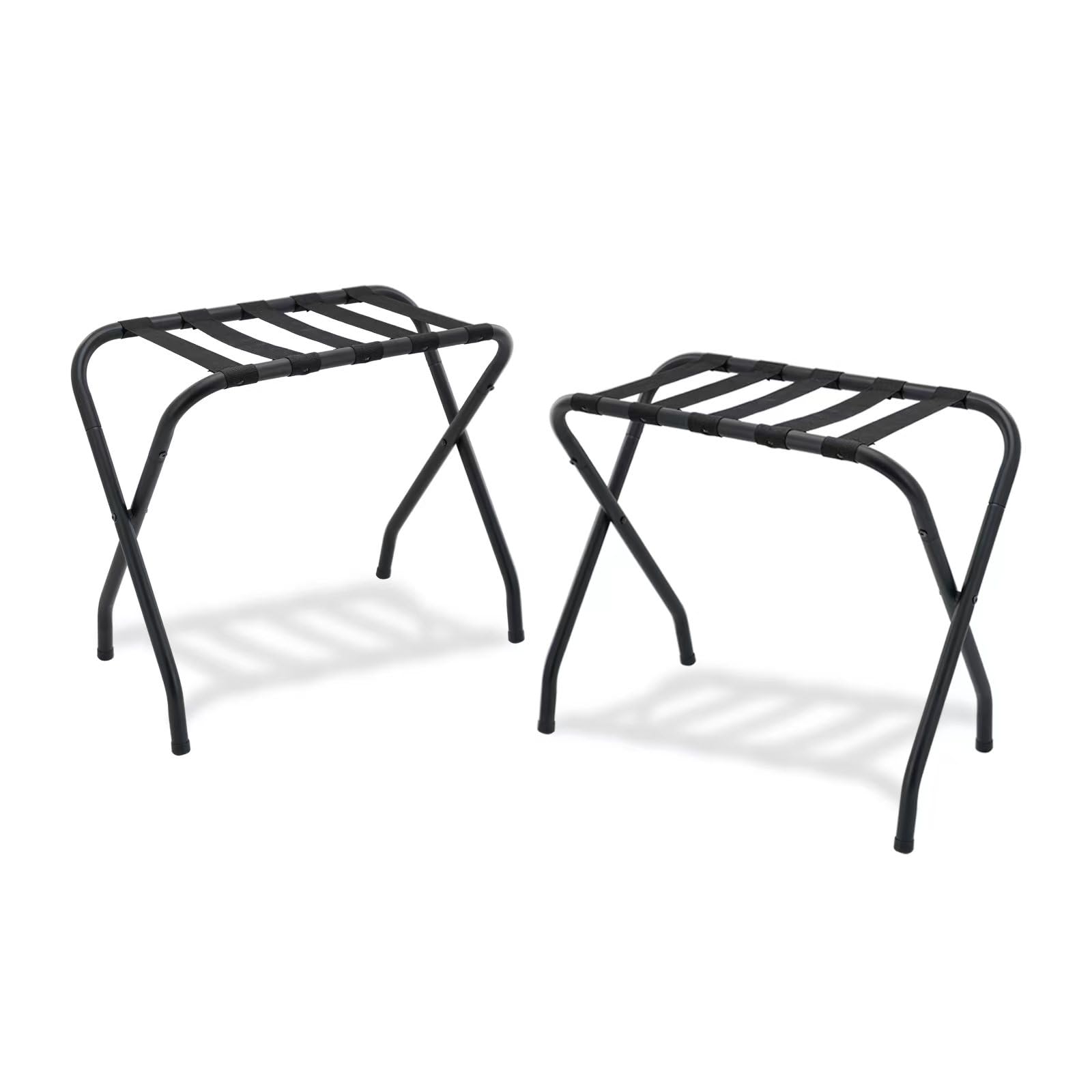 Laicozyjia Luggage Rack, Suitcase Stand, Luggage Stand for Guest Room, Fully Assembled Luggage Rack Pack of 2, Metal Suitcase Stand with Nylon Straps Easy Assemble Black