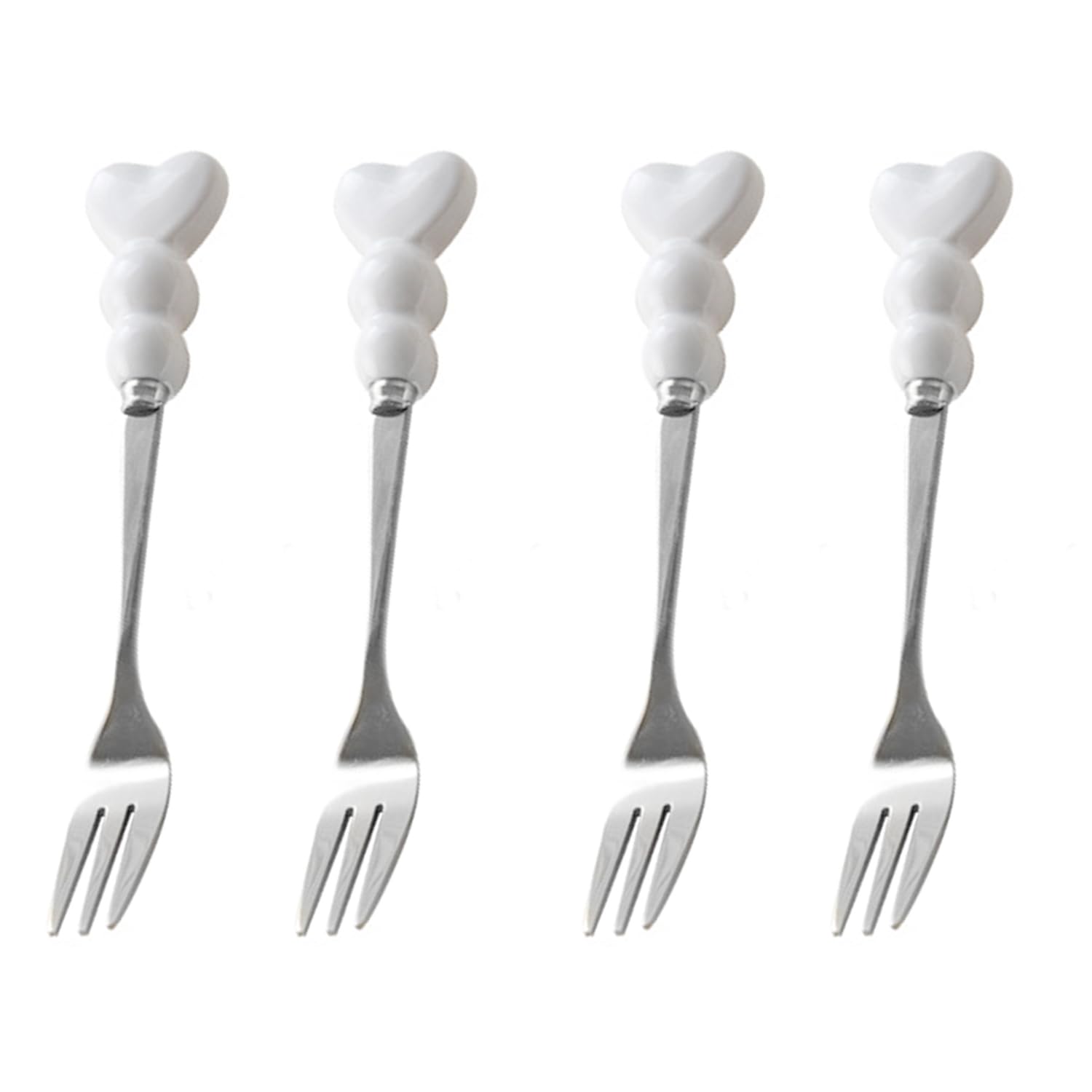 Chenshuo Ceramic Handle Stainless Steel forks, Stainless Steel Dessert Forks, Mini Fruit Forks for Appetizer Cake Cocktail, 4.9 Inches, 4 Pieces