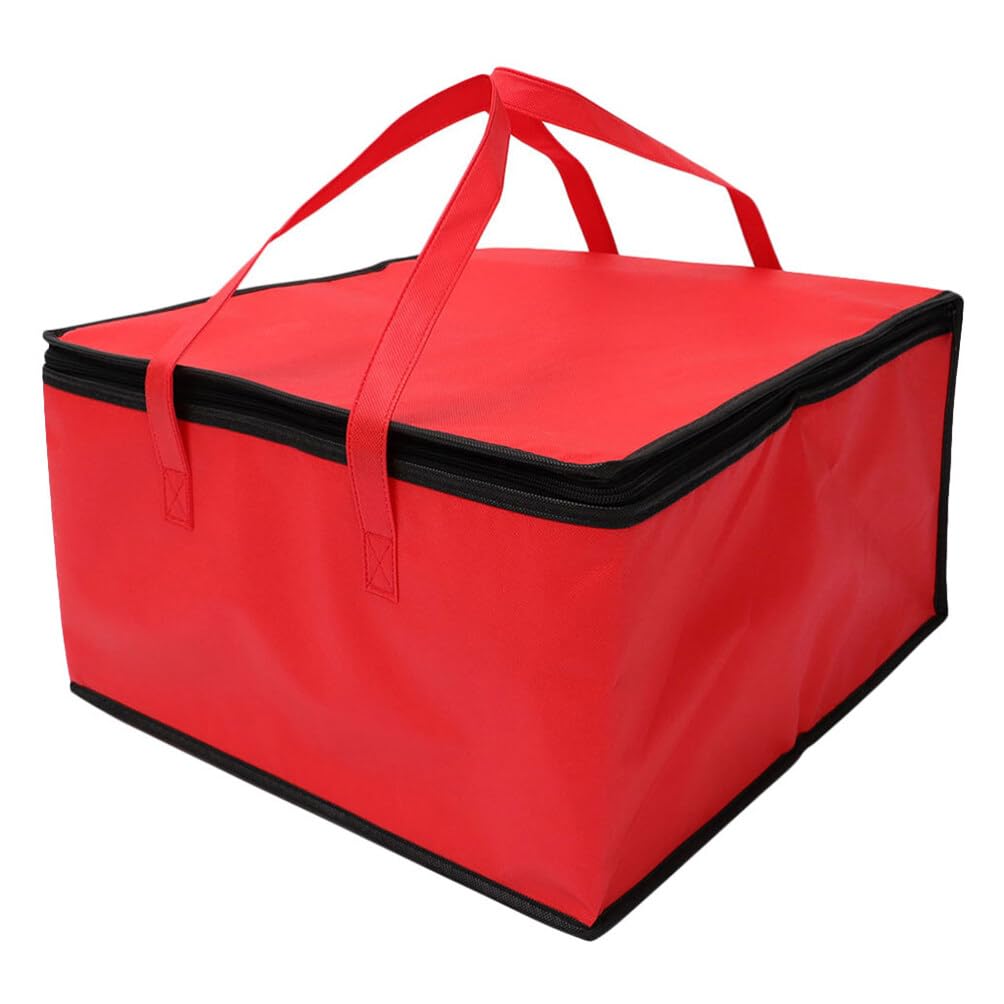 SOLUSTRE Insulated Food DeliveryBags Grocery Pizza Tote Bag Pouch Foldable Heavy Duty Storage Container For Hot And Cold Food Restaurants Catering (Red)