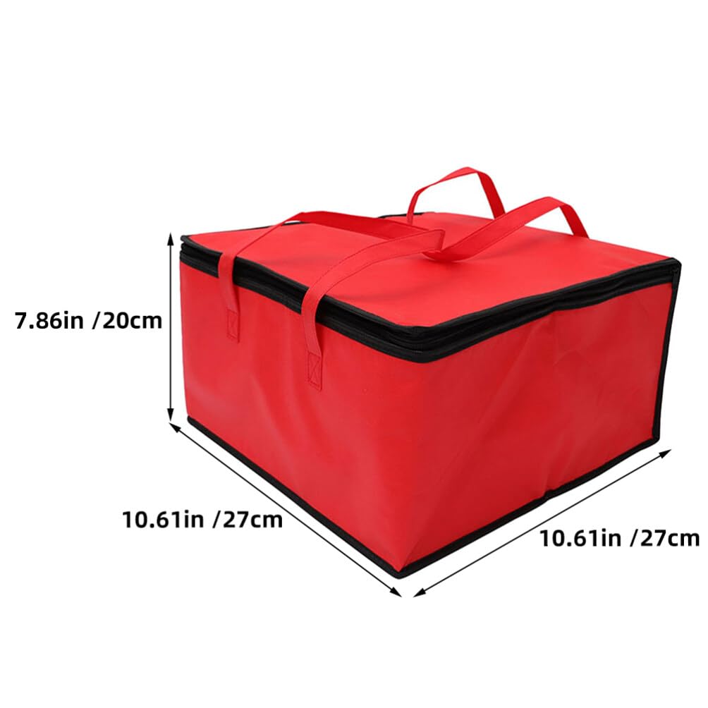 SOLUSTRE Insulated Food DeliveryBags Grocery Pizza Tote Bag Pouch Foldable Heavy Duty Storage Container For Hot And Cold Food Restaurants Catering (Red)