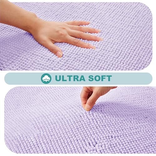 LoomyLife Memory Foam Bathroom Rug 2PCS 17"×24",Thick Soft Absorbent Chenille, Rubber Backing Quick Dry Microfiber Mats, Water Absorbent Rain Showers and Under The Sink(Pond Lily)