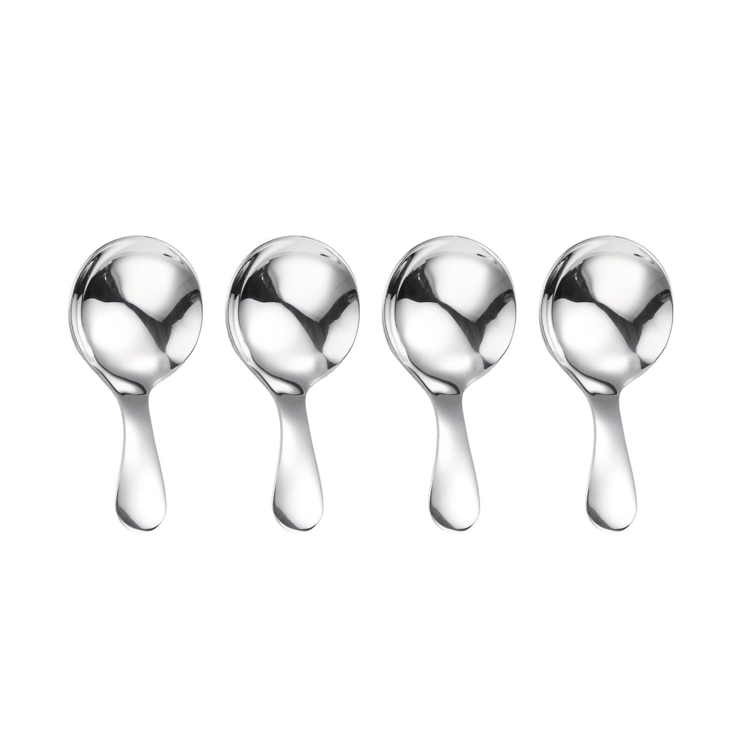 WANGSHIQI Short Handle Spoons,4 Pcs Small Scoops for Canisters, Stainless Steel Mini Salt Spoons for Salt Sugar Condiments Coffee Tea Dessert (4, Silvery)