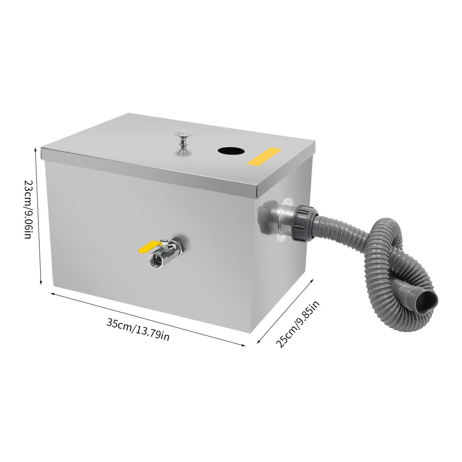 Commercial Grease Interceptor, 4 Gallon Stainless Steel Wastewater Separation Under Sink Oil-water Grease Trap with Carrying Handle & Drainage Pipe for Restaurant Factory Kitchen