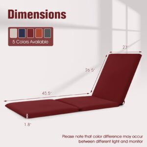 Tangkula Chaise Lounge Cushion, Tri-Fold Lounger Pad with Hook & Loop Fasteners, Patio Furniture Replacement Cushion for Indoors Outdoors, 72” x 23” (2, Red)