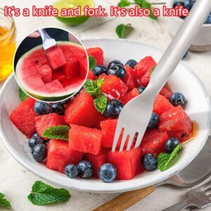 2024 Watermelon Cutter, 2-in-1 Stainless Steel Fruit Knife Watermelon Fork Slicer Cutter Slicer Tool Dual Head Fruit Forks Slicer Knife Summer Portable Fruit Cutting Knife Fork for Home (1, C)