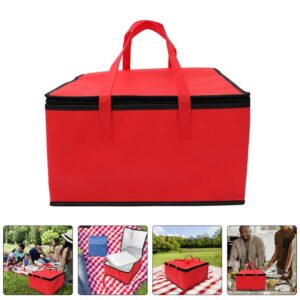 SOLUSTRE Insulated Food DeliveryBags Grocery Pizza Tote Bag Pouch Foldable Heavy Duty Storage Container For Hot And Cold Food Restaurants Catering (Red)