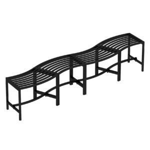 Timechee Metal Curved Fire Pit Bench Set of 4, Outdoor Fire Pit Seating, Steel Backless Outside Fire Pit Bench for Garden, Patio, Porch, Backyard, Plant Stand, Heavy Duty Plant Holder, Style 1, Black