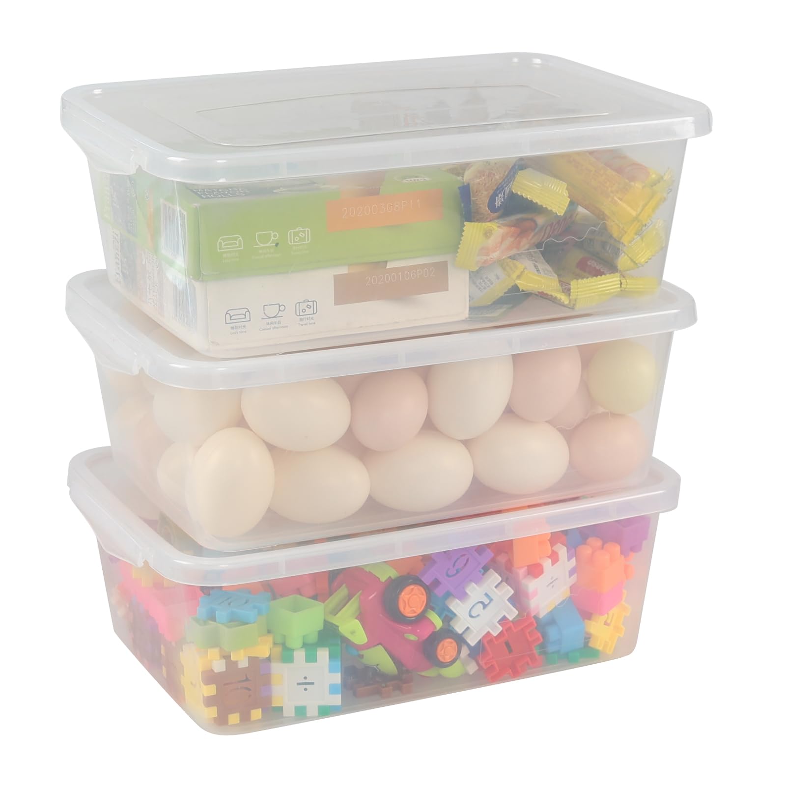 Doryh 3 Pack 6.5 Quart Lidded Storage Bins, Small Storage Totes, Clear Storage Container Box