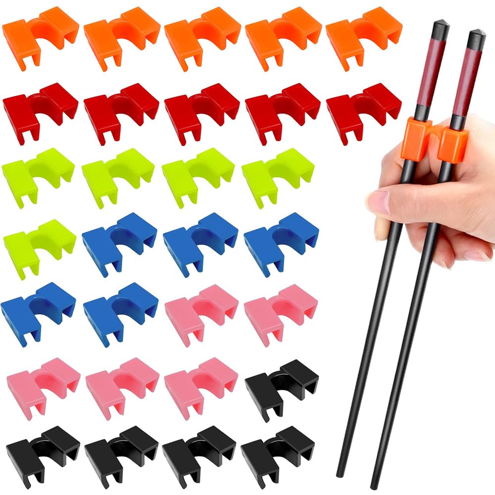 Chopstick Helper Training Kit, 30 Pieces Reusable Chopsticks Hinges Connector, Non-slip Plastic Chopstick Holder, Training Chopstick for Adults Kids Beginner Trainers