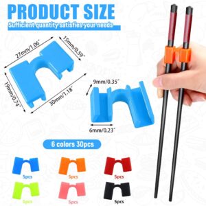 Chopstick Helper Training Kit, 30 Pieces Reusable Chopsticks Hinges Connector, Non-slip Plastic Chopstick Holder, Training Chopstick for Adults Kids Beginner Trainers