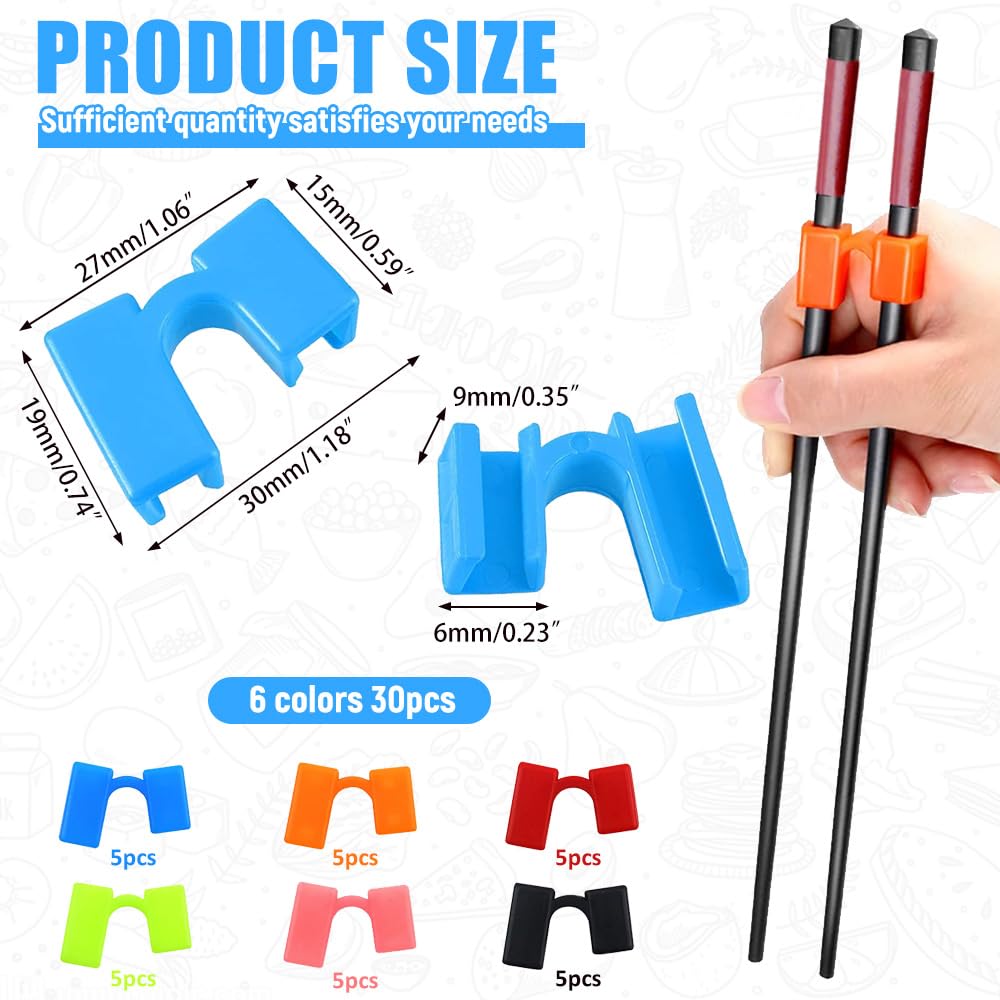 Chopstick Helper Training Kit, 30 Pieces Reusable Chopsticks Hinges Connector, Non-slip Plastic Chopstick Holder, Training Chopstick for Adults Kids Beginner Trainers