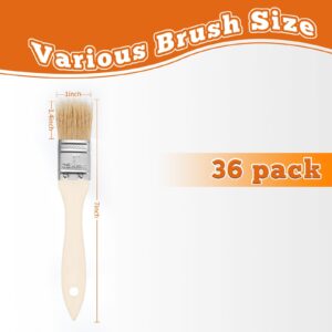 Wesquer Chip Brush 1inch Bulk 36Ea Disposable Paint Brushes Cheap Natural Bristle Paint Brushes for Glue, Varnish,Wood Stain,Furniture Paint Brush,Painting Walls