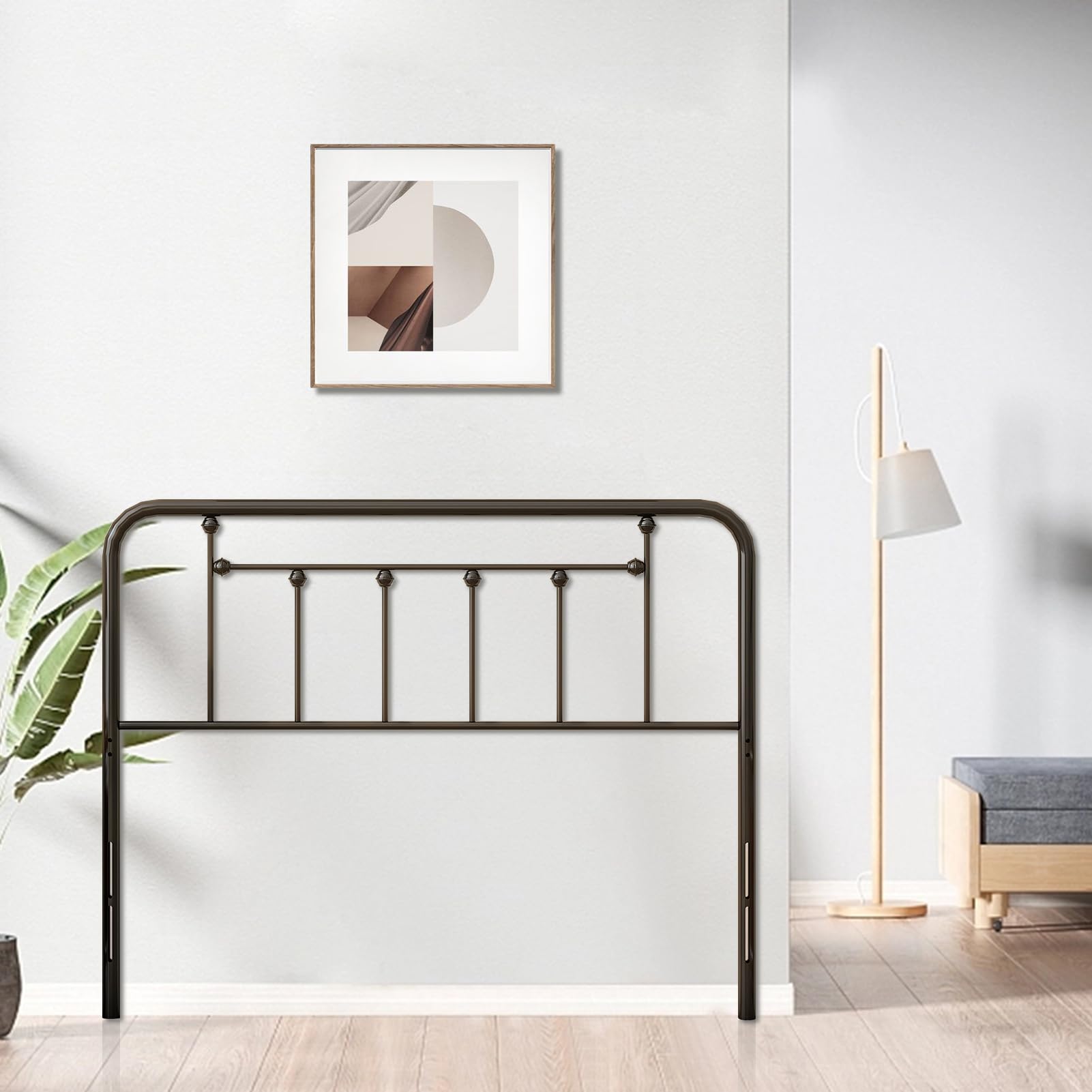 EtherealZYF Metal Headboard Full Size Headboard Metal Construction, Rustic Farmhouse Style, Effortless Assembly, Steel Headboard for Bedroom Black